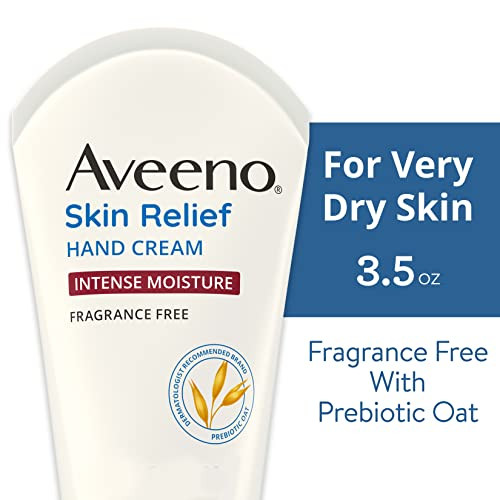 Aveeno Skin Relief Intense Moisture Hand Cream With Soothing Prebiotic Oat For Dry And Sensitive Skin Cream Softens & Smooths Hands & Lasts Through Hand Washing Fragrance- 3.5 Oz