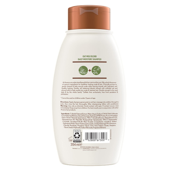 Aveeno Farm-Fresh Oat Milk Sulfate- Shampoo With Colloidal Oatmeal & Almond Milk Moisturizing Shampoo For All Hair Types Safe For Color-Treated Hair Paraben & Dye- 12 Fl Oz