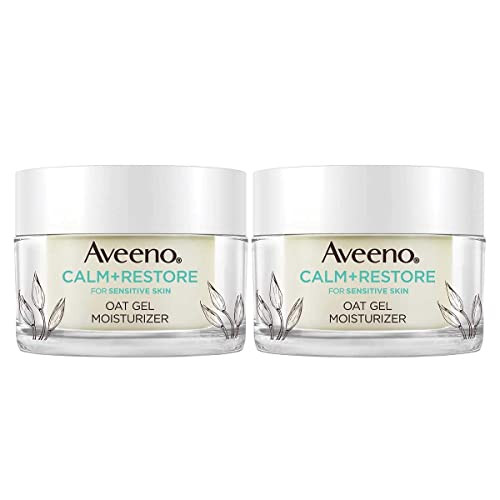 Aveeno Calm+Restore Oat Gel Face Moisturizer Sensitive Skin 1.7 Oz - Hypoallergenic Fragrance & Paraben- (Pack Of 2)