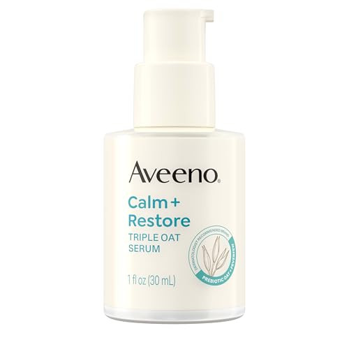 Aveeno Calm + Restore Triple Oat Hydrating Face Serum For Sensitive Skin Gentle Lightweight Facial Serum Instantly Smooths Skin Non-Comedogenic Hypoallergenic & Fragrance- 1 Fl. Oz