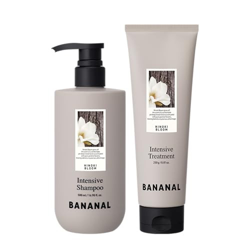 Bananal Intensive Repair Shampoo & Treatment Set Protein Complex + Biotin + Peptides Strengthening Hair & Scalp Care For Damaged Or Thinning Hair Paraben/Silicone- Korean Hair Care Duo