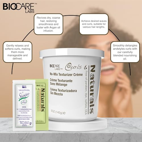 Biocare Curls & Naturals Hair & Curl Softener Kit With Moroccan Argan Oil Natural Curl Patterns Nourishes & Moisturizes Hair Detangle And Texturize Curl Softener Kit