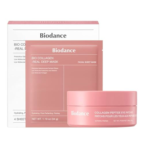 Biodance Collagen Anti-Aging Set: Bio Collagen Real Deep Mask & Collagen Peptide Eye Patches Set For Face & Smile Lines Korean Skin Care Skin Care Set
