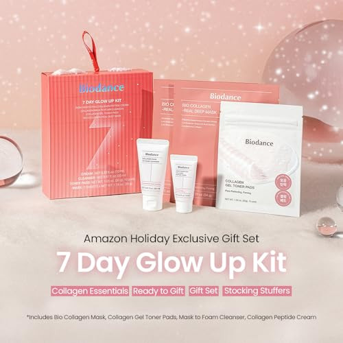 Biodance 7 Day Glow Up Kit: Collagen Set For Glass-Skin Korean Skin Care With Mask To Foam Cleanser Toner Pads Moisturizer Gel Masks All-In-One Skin Care Set