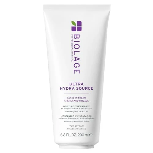 Biolage Ultra Hydra Source Leave-In Cream - Moisturizes & Controls Frizz For Very Dry Thick Hair Infused With Micro-Dosed With Cupua U Butter & Salicylic Acid
