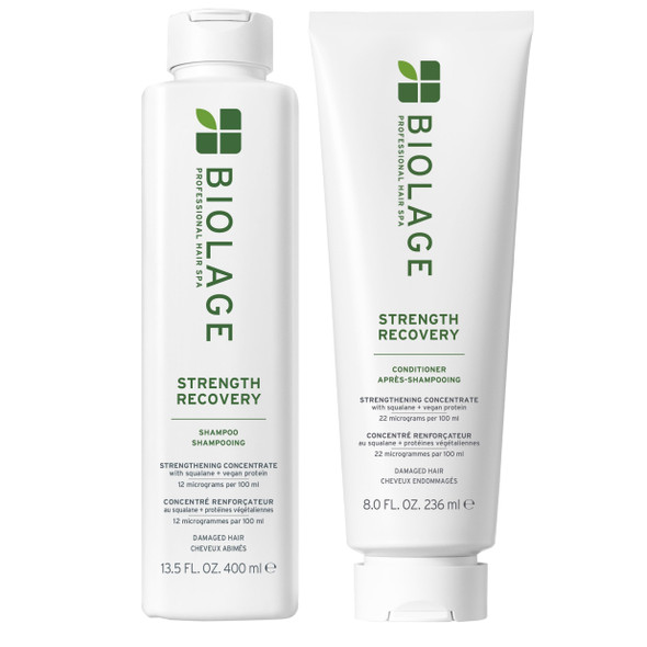 Biolage Strength Recovery Shampoo & Conditioner Set - Gently Cleanses & Reduces Breakage For All Damaged & Sensitized Hair Types Vegan And Cruelty- 13.5 Fl Oz