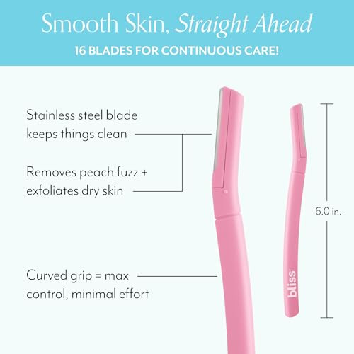Bliss Stainless Steel Disposable Dermaplaning Tools Facial Exfoliator And Eyebrow Razor To Dermaplane Peach Fuzz 8 Pack