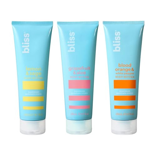 Bliss Body Butter Lotion Trio: Lemon & Sage Grapefruit & Aloe Blood Orange & White Pepper. Moisturizing Vegan Cruelty- Body Lotion For Dry Skin. Great For Women & Men. 6.7 Fl Oz 3-Pack