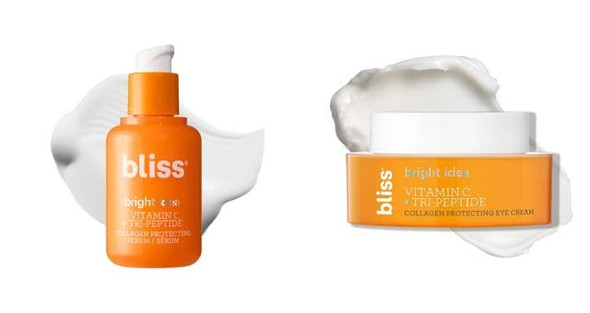 Bliss Bright Idea Vitamin C Serum & Eye Cream Duo - Brightening And Hydrating - Anti-Aging Serum Reduces Fine Lines - Clean Vegan & Cruelty-