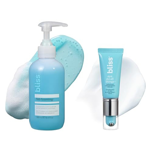 Bliss Face + Eye Care Set: Fab Foaming 2-In-1 Cleanser + Eye Do All Things Hydrating Eye Gel Vegan + Cruelty Skincare
