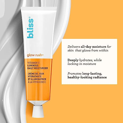 Bliss Glow Rush Vitamin C Luminous Daily Moisturizer Brightening Hydrating & Soothing With Ultra-Stable Vitamin C Vitamin E Squalane & Shea Butter