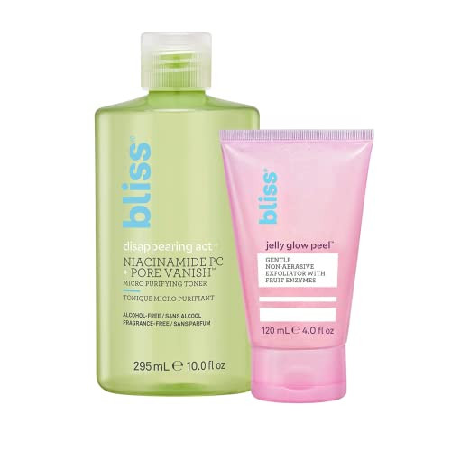 Bliss Jelly Glow Peel Exfoliator + Disappearing Act Niacinamide Toner Clean Cruelty Paraben
