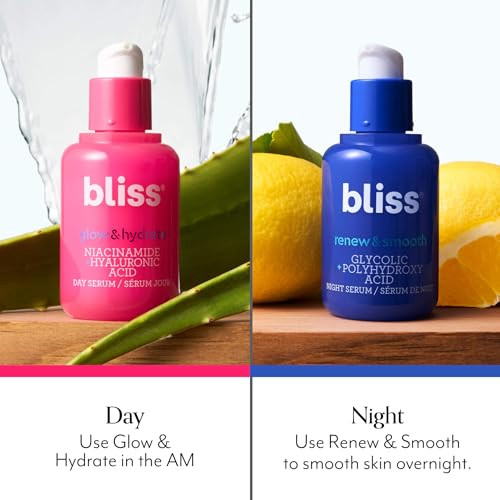 Bliss Brighten & Renew Serum Duo Vitamin C & Glycolic Acid Serums Anti-Aging And Brightening Face Serums Duo For Bright Smooth & Firm Skin