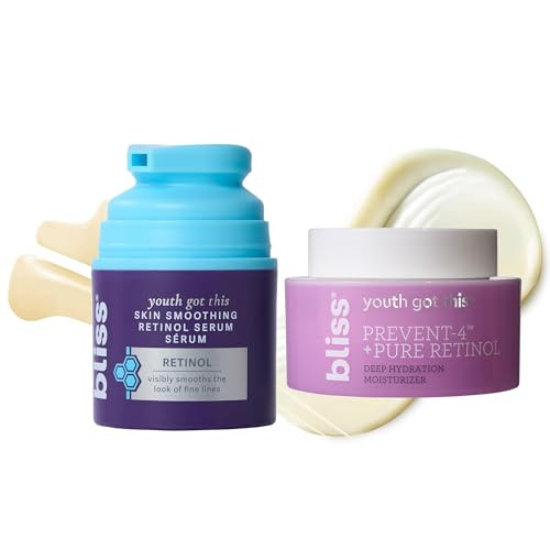 Bliss Youth Got This Retinol Serum & Moisturizer Duo - Advanced Anti-Aging Formulas - Diminish Fine Lines & Wrinkles - Paraben - Vegan
