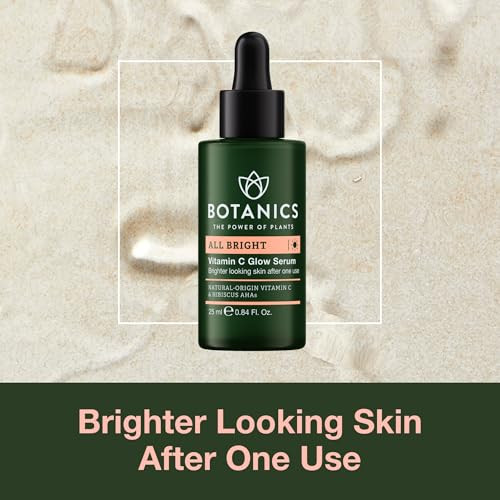 Botanics Vitamin C Face Serum - All Bright Glow Serum With Natural-Origin Vitamin C - Encourage Brighter More Even-Looking Skin - Vegan & Cruelty- Skin Care - Pair With Sunscreen (1 Fl Oz)