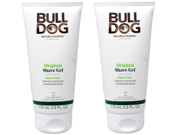 Bulldog Original Shave Gel For Men Aloe Vera Enriched Delivers A Close & Comfortable Shave 95% Natural Origin 5.9 Fl Oz (Pack Of 2)