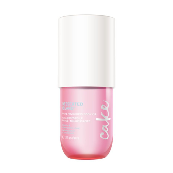 Cake Beauty Body Oil Desserted Island - Rich & Nourishing Body Oil Radiance Enhancing - Argan Oil Aloe Camelia Leaf Extract - For Dry Skin - 100 Ml / 3.4 Fl Oz
