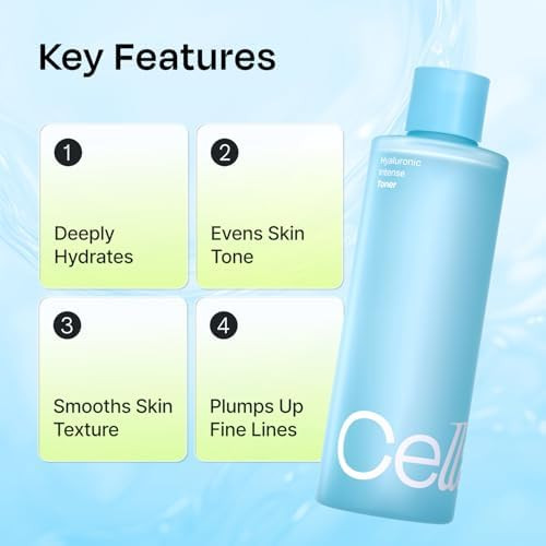 Celladix Hyaluronic Intense Toner 95% Pure Hyaluronic Acid With Rice Extract & Niacinamide For 100 Hours Of Hydration & Radiant Glass-Skin Glow Korean Skincare 10.14 Fl Oz