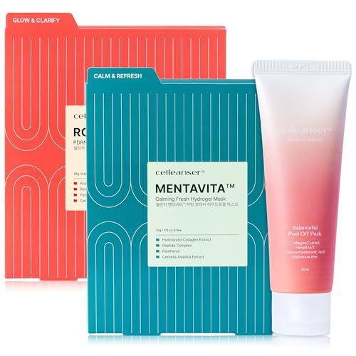 Celleanser 3-Step Mask Trio: Glow Soothing And Firming Skincare Set