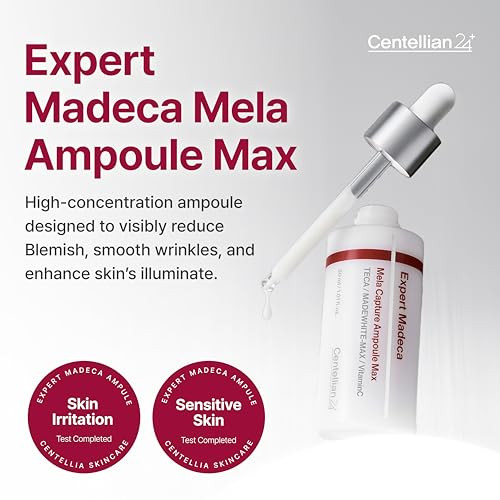 Centellian 24 Expert Madeca Mela Capture Ampoule Max 1.0 Fl Oz - Anti Aging Serum With Teca For Elasticity Hydration & Sensitive Skin Facial Care