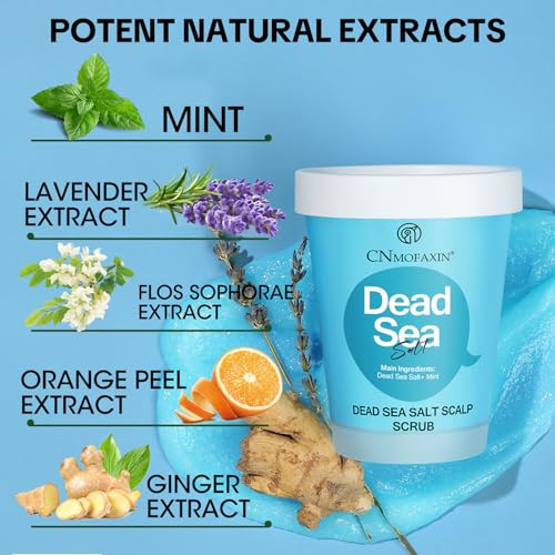 Cnmofaxin Dead Sea Salt Scalp Scrub Clarifying Scrub With Herbal Essences Scalp Exfoliator For Oily Scalp Dandruff & Build-Up Remover Itchy Scalp Relief Hair Treatment Nourishing Detox Hair Care