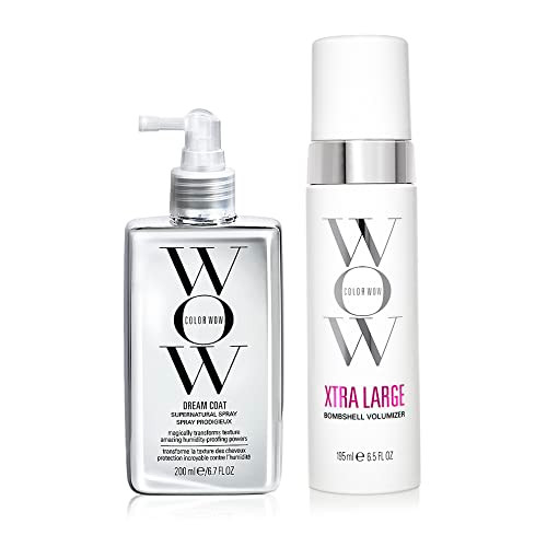 Color Wow Long-Lasting Blowout Bundle- Blowouts That Last For Days Go Big With Xtra Large Volumizer And Go Frizz- With Dream Coat Anti-Frizz Spray Heat Protection