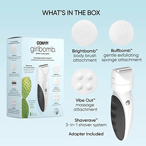 Conair Girlbomb Shaver For Women And Body Buffer Wet/Dry Lithium Ion Rechargeable