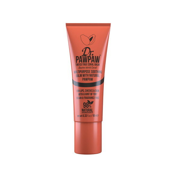 Dr. Pawpaw Original Balm Multipurpose Soothing Tinted Balm - Lip Balm For Lips Cheeks Eyes Tinted Lip Balm - Lip Moisturizer With Pawpaw - True Coral 0.33 Oz