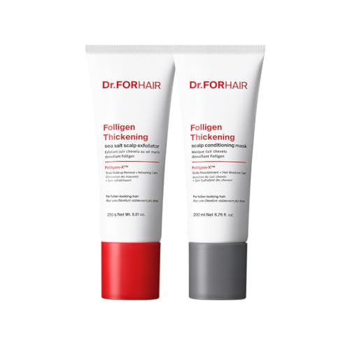 Dr.Forhair Folligen Thickening Scalp Conditioning Mask & Sea Salt Exfoliator Set Korean Scalp Care Routine Exfoliate Buildup & Nourish Hair Anti-Breakage Care For Fuller-Looking Hair