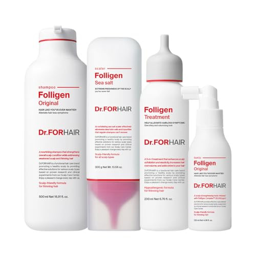 Dr.Forhair Folligen Exfoliator Shampoo Treatment And Tonic Set For Hair Thickening And Looking Fuller