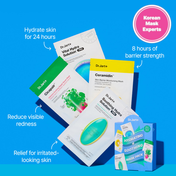 Dr.Jart+ Hydrating And Soothing Face Mask Value Set 4 Korean Face Masks Korean Skin Care Set