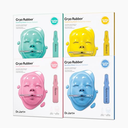 Dr.Jart+ Cryo Rubber Mask Collection 4 Korean Face Masks For Hydration Brightening Firming & Soothing Korean Skin Care Kit With Hyaluronic Acid Niacinamide Glycerin & Allantoin