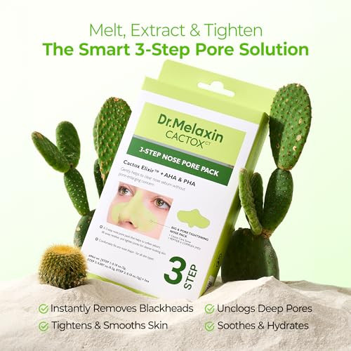Dr.Melaxin Cactox 3-Step Nose Mask Pack With Aha & Pha For Sebum Softening Pore Tightening Skin Repair 3-Step Nose Pore Pack