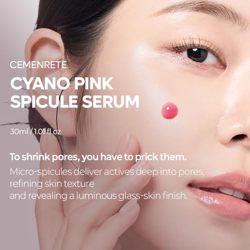 Dr.Melaxin Cyano Pink Spicule Serum With Vitamin B12 Liquid Microneedle Facial Treatment For Enlarged Pores Niacinamide For Texture Refining & Renewal 1.01 Fl.Oz