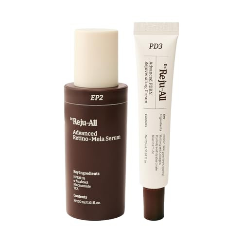 Dr.Reju-All Repair & Tone Duo: Advanced Pdrn Rejuvenating Cream + Advanced Retino-Mela Serum - Face Moisturizer & Retinol Serum For Firming & Smooth Skin Korean Pharmacy Anti-Aging Skin Care