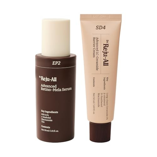 Dr.Reju-All Advanced Retino-Mela Serum + Advanced Lc-Ceramide Barrier Cream - Hpr Retinol Serum For Face - Patented Long Chain Ceramide Deep Hydration - Korean Skin Care Gentle & Beginner-Friendly