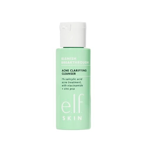 E.L.F. Skin Blemish Breakthrough Clarifying Cleanser Mini Gel Cleanser For Removing Makeup Controlling Oil & Clarifying Pores 1% Salicylic Acid