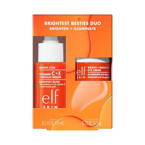 E.L.F. Skin Brightest Besties Duo Travel-Sized Skincare Set Brightening Face Serum & Vitamin C Eye Cream Boosts Radiance Depuffs & Evens Skin Tone Vegan & Cruelty-