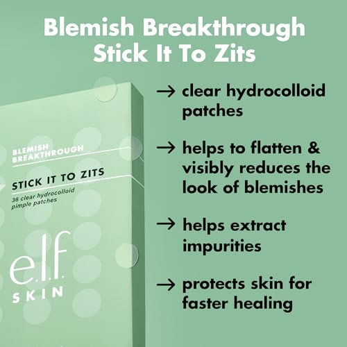 E.L.F. Skin Blemish Breakthrough Stick It To Zits Pimple Patches Helps Reduce The Look Of Blemishes & Heal Vegan & Cruelty- 36 Patches