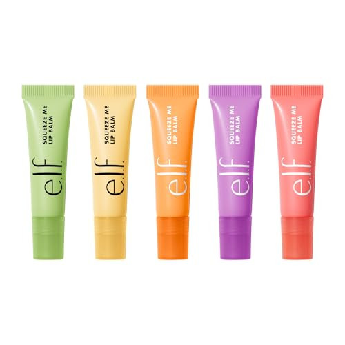 E.L.F. Squeeze Me Lip Balm Set Includes Strawberry Vanilla Frosting Peach Grape & Honeydew Moisturizing Lip Balm Vegan & Cruelty-