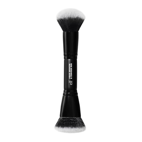 E.L.F. Liquid Bronzer & Contour Duo Brush Silky Highly Pigmented Formula With Dual-Ended Makeup Brush Synthetic Bristles 100% Vegan And Cruelty-