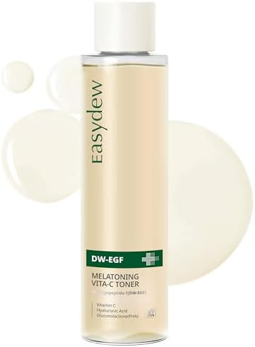 Easydew Dw-Egf Peptide M Vita-C Toner Revitalizing Exfoliating Hydrating Toner For Sensitive Skin With Glutathione Vitamin C Niacinamide And Pha - Skin Softening & Clearing Booster 5.07 Fl.Oz