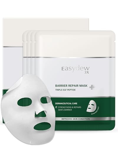 Easydew Barrier Repair Mask - Intense Moisture-Rich Face Mask With Revitalizing Cream Essence For Lasting Hydration With Egf Peptide Ceramides Hyaluronic Acid 4 Sheets