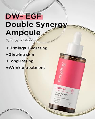 Easydew Dw-Egf Peptide Double Synergy Ampoule - Intensive Moisturizing Face Serum With Hyaluronic Acid Ceramide Bakuchiol - Firming Moisture Glow Skin For Rough Skin 1.69 Fl.Oz