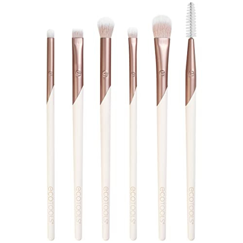 Ecotools Luxe Exquisite Eye Makeup Brush Kit For Eyeshadow Eyeliner & Brow Makeup Professional Eye Brush Set Eco-Friendly Makeup Tools Synthetic Bristles Cruelty & Vegan 6 Piece Set