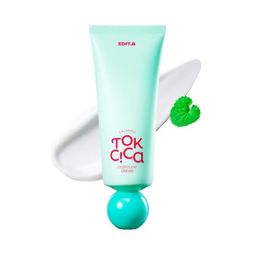 Edit.B Calming Tok Cica Heartleaf Cream Instant Cooling & Deep Hydrating Facial Cream For Sensitive Skin Lightweight Soothing & Relief Moisturizer Korean Daily Skin Care (3.38 Fl.Oz. / 100Ml)