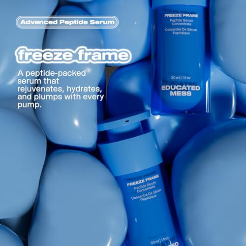Educated Mess Freeze Frame Peptide Serum Our Clean Multi-Peptide Formula With Diamond Powder & Resveratrol Effective Anti-Aging Results For Radiant Skin (30 Ml)