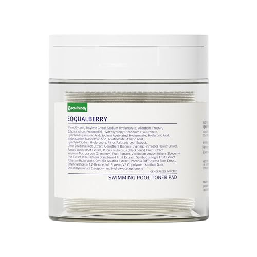 Eqqualberry Swimming Pool Toner Pads - Dual-Textured Facial Toner Pads For Pore Care And Gentle Exfoliation Boosted Hydration With Hyaluronic Acid Korean Toner Pads For Face (70 Pads)