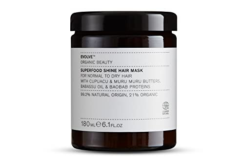 Evolve Organic Beauty - Natural Superfood Shine Hydrating Hair Mask Small Batch Vegan Clean Beauty (6.1 Oz 180 Ml) Packaging May Vary