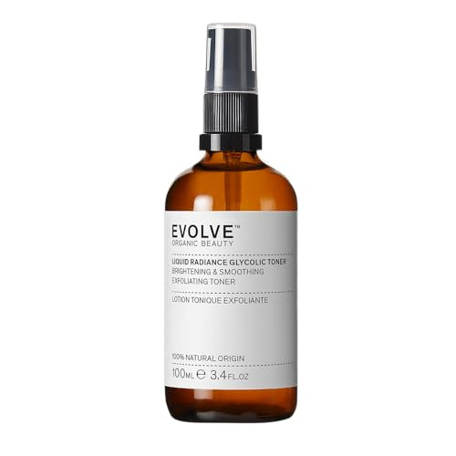 Evolve Organic Beauty - Liquid Radiance Glycolic Toner Smoothe Hydrate Tone Exfoliate Malic + Citric Acid Galactoarabian Small-Batch Vegan Clean Beauty (3.4 Fl Oz 100 Ml) Package May Vary